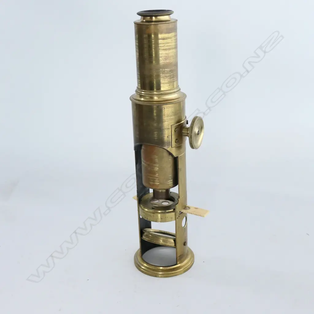 DRUM-PATTERN COMPOUND MICROSCOPE by J (JOSEPH) AMADIO, THROGMORTON ST, LONDON, c.1855-1870, IN MAHOG CASE Image 1++